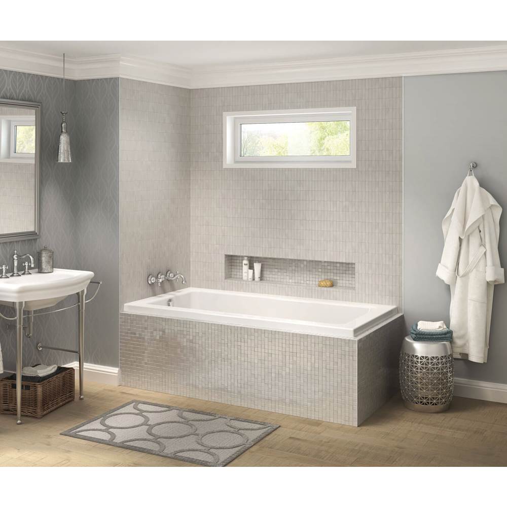 Maax Pose 7236 IF Acrylic Corner Left Right-Hand Drain Combined Whirlpool & Aeroeffect Bathtub in White
