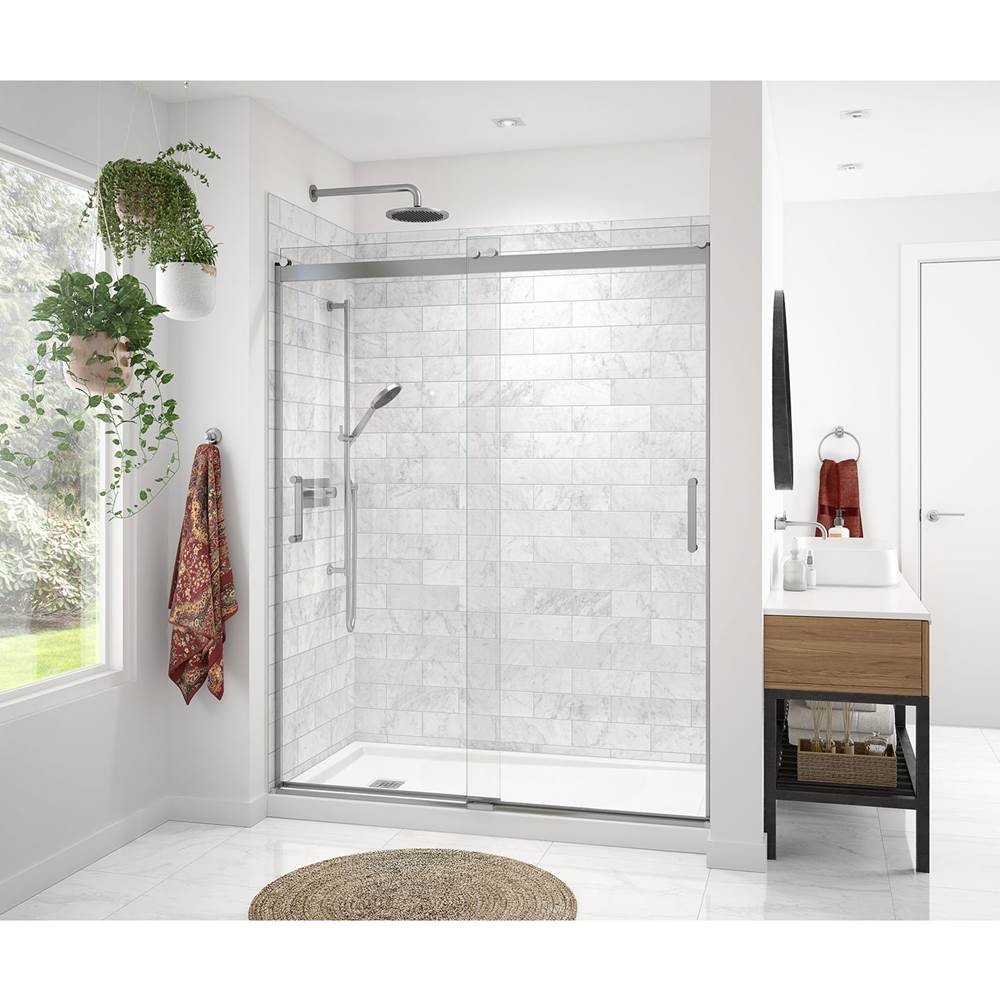 Maax Revelation Round 56-59 x 70 1/2-73 in. 6 mm Sliding Shower Door for Alcove Installation with Clear glass in Chrome