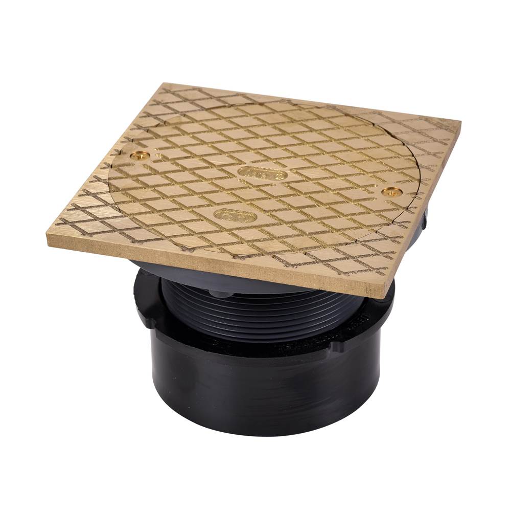 Oatey 4 In. Abs Hub Base Cleanout W/6 In. Brass Cover & Square Rng