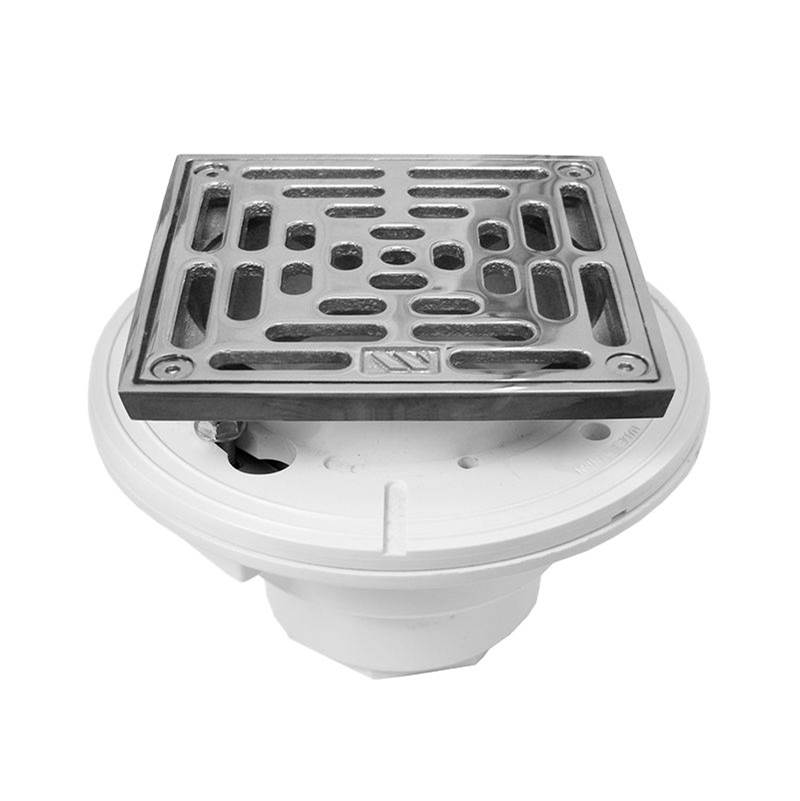Sigma 3'' Pvc Or Abs Floor Drain With 6 X 6'' Square Adjustable Nickel Trim Only Satin Gold .54