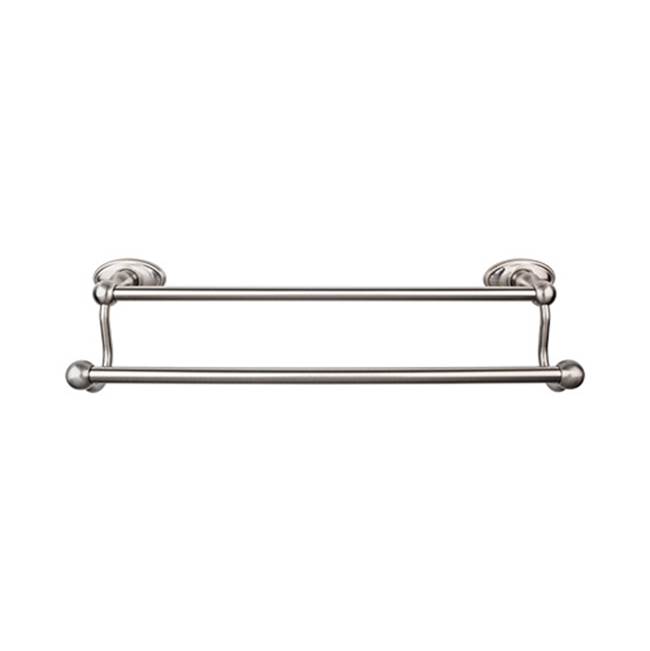 Top Knobs Edwardian Bath Towel Bar 30 In. Double - Oval Backplate Brushed Satin Nickel