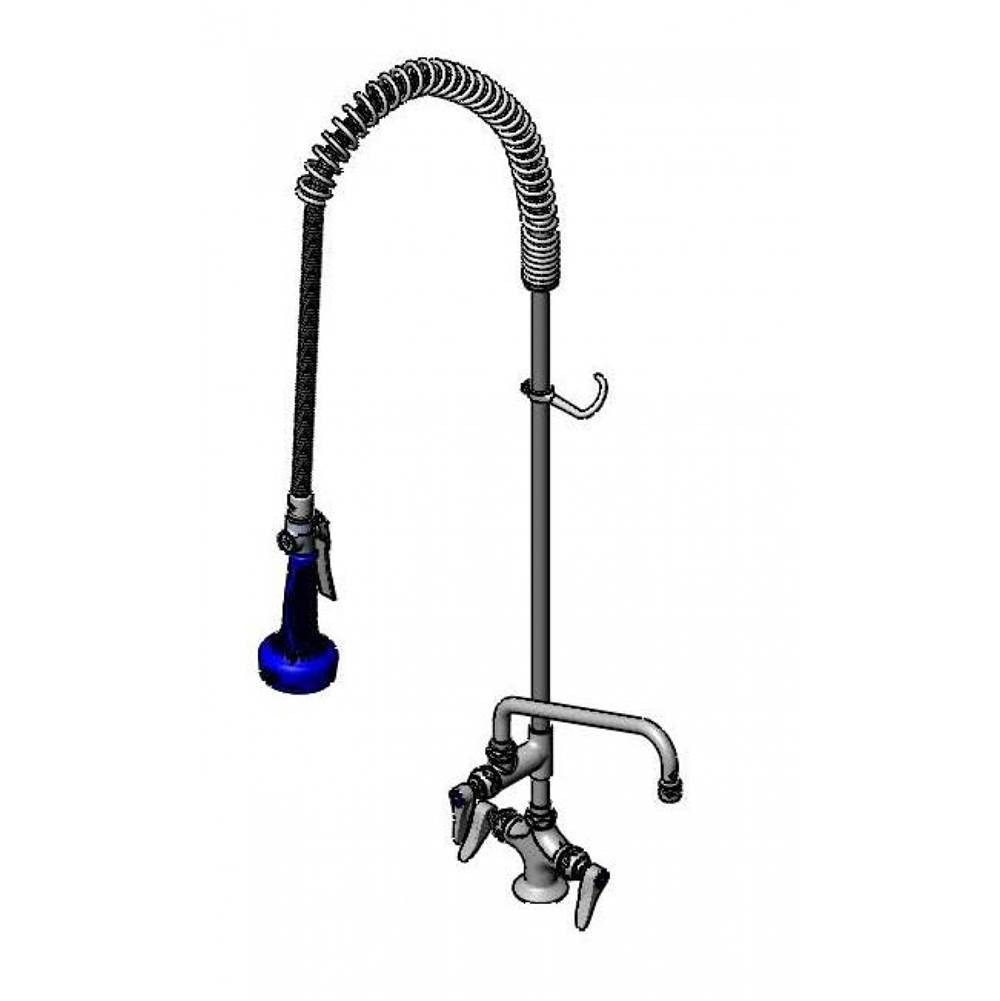 T&S Brass EasyInstall Pre-Rinse, Single Hole Base, 10'' Add-On Faucet, 18'' Flex Lines, B-0108-C Low-Flow Spray Valve
