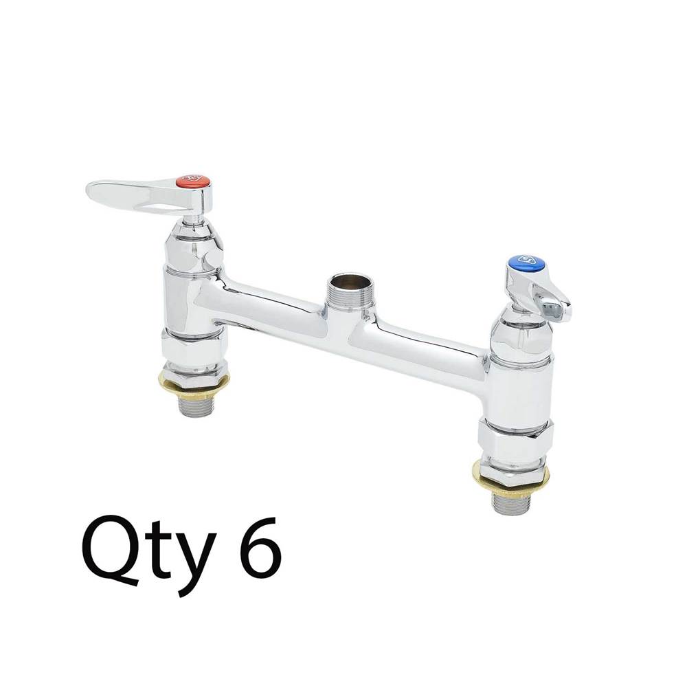 T&S Brass Double Pantry Swivel Base Faucet, Deck Mount, 8'' Centers, CC Inlets, Less Nozzle (Qty. 6)