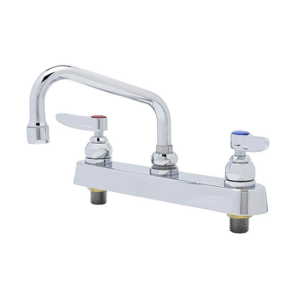 T&S Brass Workboard Faucet, 8'' Deck Mount, 6'' Nozzle, Lever Handles, Quarter-Turn, 1.5 gpm Aerator