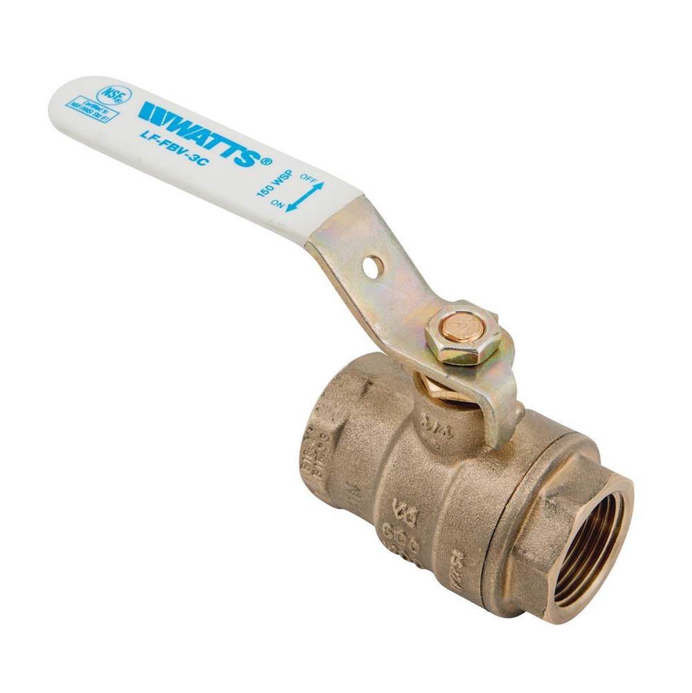 Watts 3/8 In Lead Free 2-Piece Full Port Ball Valve, Threaded End Connections and Chrome Plated Brass Ball